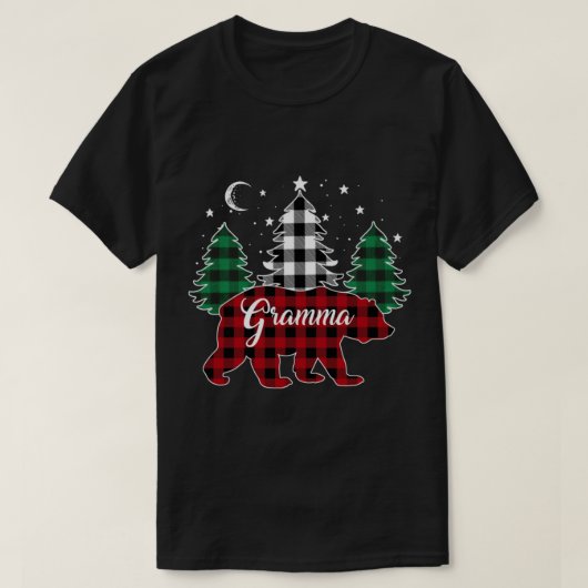 Buffalo Kariert Bären Weihnachtsbaumen Pajama Fami T-Shirt (Design vorne)