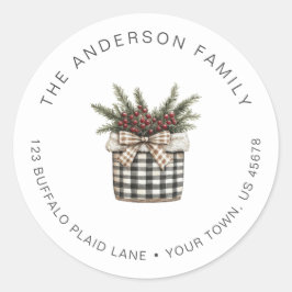 Buffalo Kariert Basket Rücksendeadresse weiß Runder Aufkleber