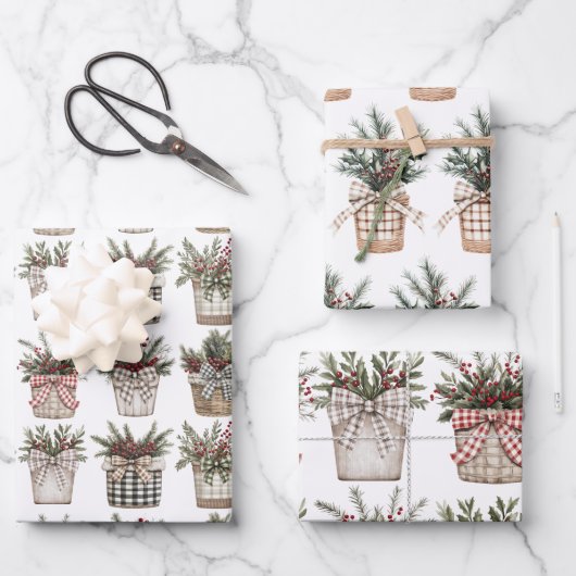 Buffalo Kariert Basket | Weihnachten im Bauernhof Geschenkpapier Set (Vorderseite)