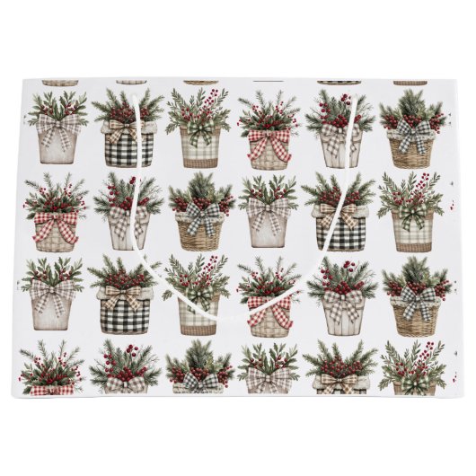 Buffalo Kariert Basket | Weihnachten im Bauernhof Große Geschenktüte (Vorderseite)