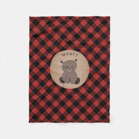 Buffalo Kariert Bear Kids Fleece Blankon (Vorderseite)