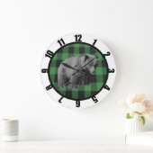 Buffalo Kariert Bear Man Höhlen Große Uhr (Zuhause)