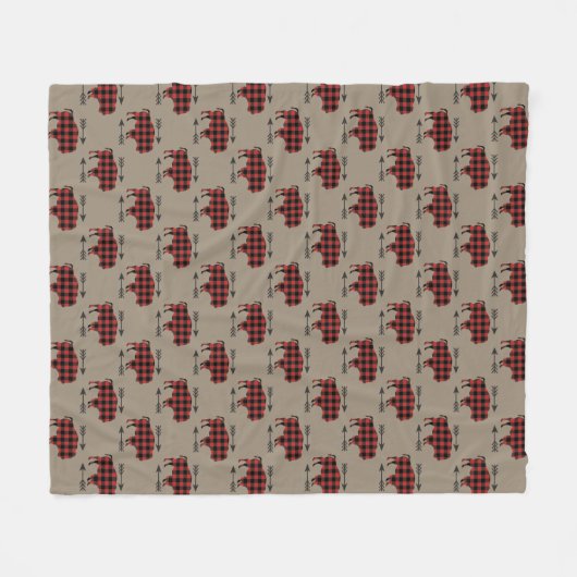 Buffalo Kariert Bison on Tan Pattern Fleecedecke (Vorderseite (Horizontal))