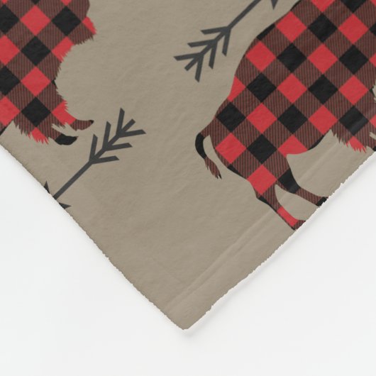 Buffalo Kariert Bison on Tan Pattern Fleecedecke (Ecke)