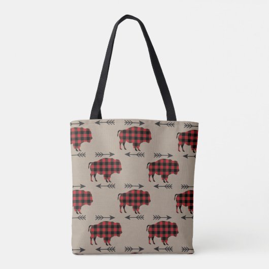 Buffalo Kariert Bison Pattern auf Tan Tasche (Rückseite)
