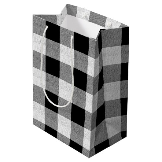 Buffalo Kariert Black and White Joy & Peace ID603 Mittlere Geschenktüte (Rückseite Schrägansicht)