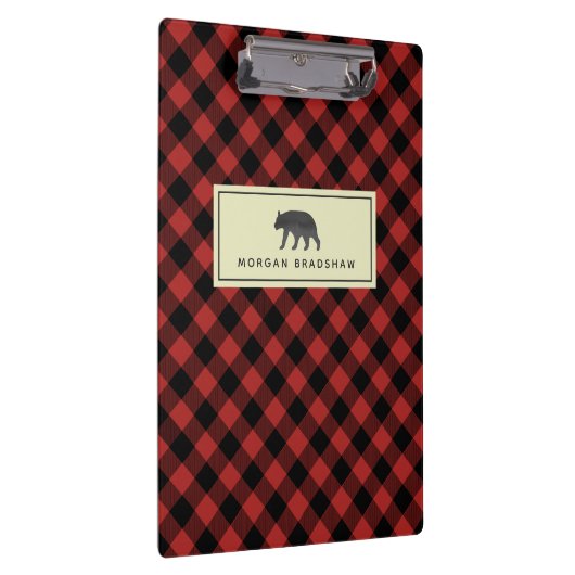 Buffalo Kariert Black Bear Personalisiert Klemmbrett (Rechts)