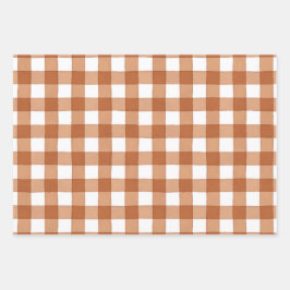 Buffalo Kariert Black, Burnt Orange und Gray Gingh Geschenkpapier Set