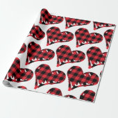 Buffalo Kariert Black Red Hand Drawn Hearts Geschenkpapier (Ungerollt)