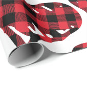 Buffalo Kariert Black Red Hand Drawn Hearts Geschenkpapier (Rolleneckpunkt)