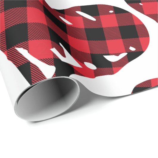 Buffalo Kariert Black Red Hand Drawn Hearts Geschenkpapier (Rolleneckpunkt)