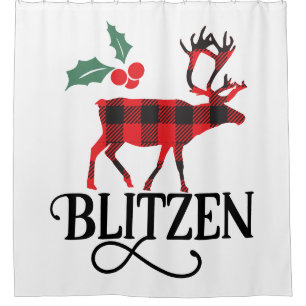 Buffalo Kariert Blitzen Reindeer Duschvorhang