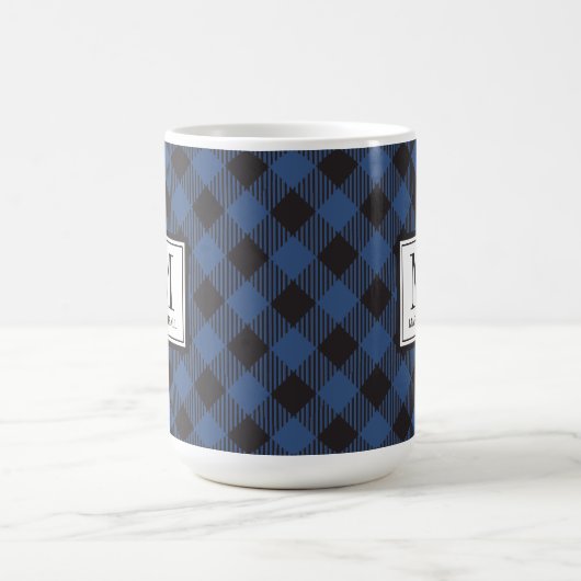 Buffalo Kariert Blue Individuelle Name Kaffeetasse (Mittel)