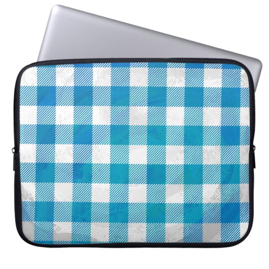 Buffalo Kariert Blue und White Laptopschutzhülle (Vorderseite)