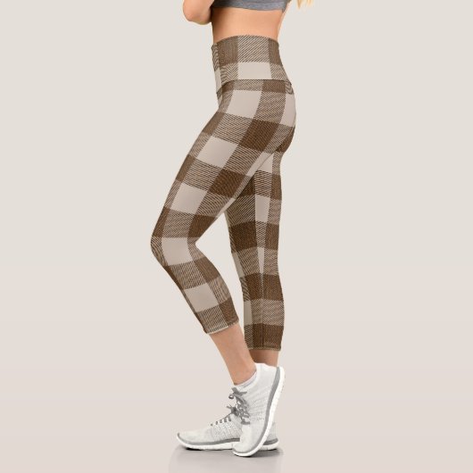 Buffalo Kariert Brown und Beige Beautiful Capri Leggings (Links)