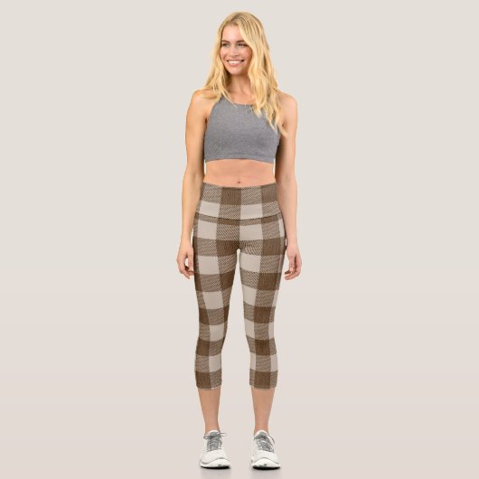 Buffalo Kariert Brown und Beige Beautiful Capri Leggings (Vorderseite)