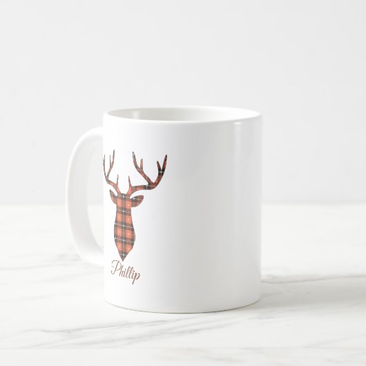 Buffalo Kariert Buck Head Kaffeetasse (Vorderseite Links)
