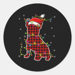 Buffalo Kariert Bulldog Santa Christmas Pajama Mat Runder Aufkleber