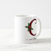 Buffalo Kariert C Monogram Weihnachtskaffee Tasse (VorderseiteRechts)