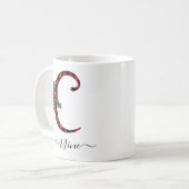 Buffalo Kariert C Monogram Weihnachtskaffee Tasse (Vorderseite Links)