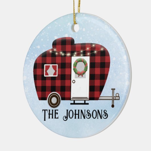 Buffalo Kariert Camper Weihnachtsdekoration Keramik Ornament (Links)