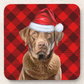 Buffalo Kariert Chesapeake Bay Retriever Santa Dog Getränkeuntersetzer (Vorderseite)