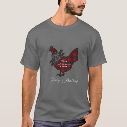 Buffalo kariert Chicken Monogram Holiday T-Shirt (Vorderseite)