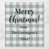 Buffalo Kariert Country Bauernhof Frohe Weihnachte Weinetikett (Einzelnes Label)