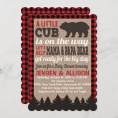 Buffalo Kariert Cub Babydusche Einladung (Vorne/Hinten)