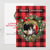 Buffalo Kariert Custom Foto Weihnachtsschaden Feiertagskarte (Vorne/Hinten)