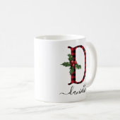 Buffalo Kariert D Monogram Weihnachtskaffee Tasse (VorderseiteRechts)