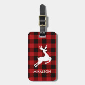 BUFFALO KARIERT DECKMONOGRAM LUGGAGE TAG GEPÄCKANHÄNGER (Vorderseite vertikal)