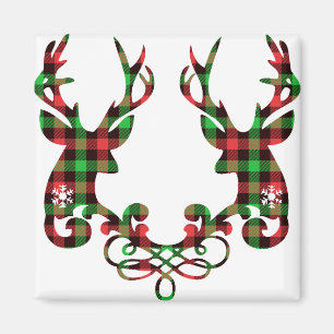 Buffalo Kariert Deer Christmas Antlers Holiday Magnet