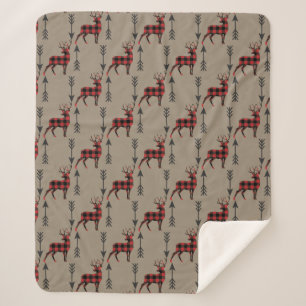 Buffalo Kariert Deer on Tan Sherpadecke