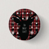 Buffalo Kariert Deer Snowflakes Weihnachtsfest Par Button (Vorderseite)
