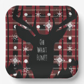 Buffalo Kariert Deer Snowflakes Weihnachtsfest Par Pappteller (Vorderseite)