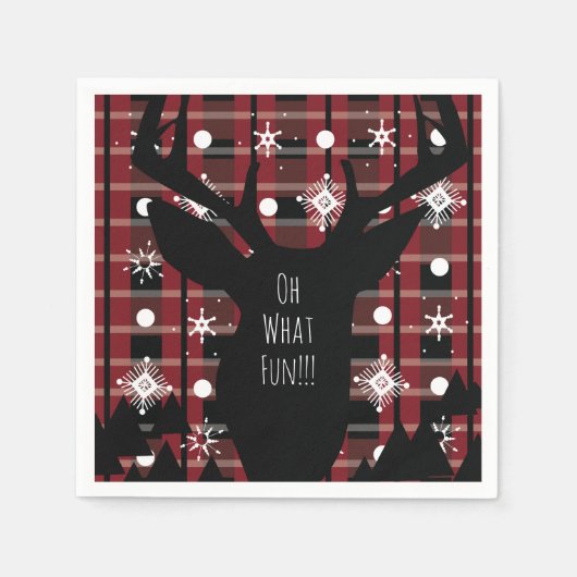Buffalo Kariert Deer Snowflakes Weihnachtsfest Par Serviette (Vorderseite)