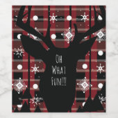 Buffalo Kariert Deer Snowflakes Weihnachtsfest Par Weinetikett (Einzelnes Label)