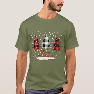 Buffalo kariert dekorierte Weihnachtskiefern T-Shirt