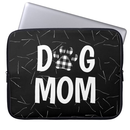 Buffalo Kariert DOG MAMA Pawprint Laptopschutzhülle (Vorderseite)