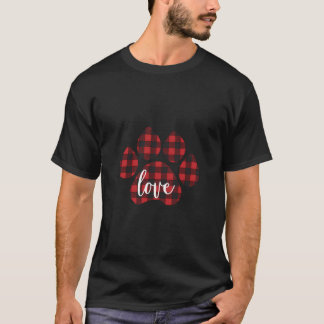 Buffalo Kariert Dog Paw Print Liebe T-Shirt