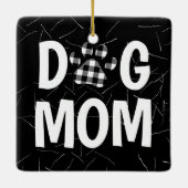 Buffalo Kariert Dog Pawprint mit Hundehaar Keramikornament (Rückseite)