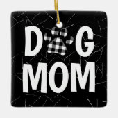 Buffalo Kariert Dog Pawprint mit Hundehaar Keramikornament (Vorderseite)