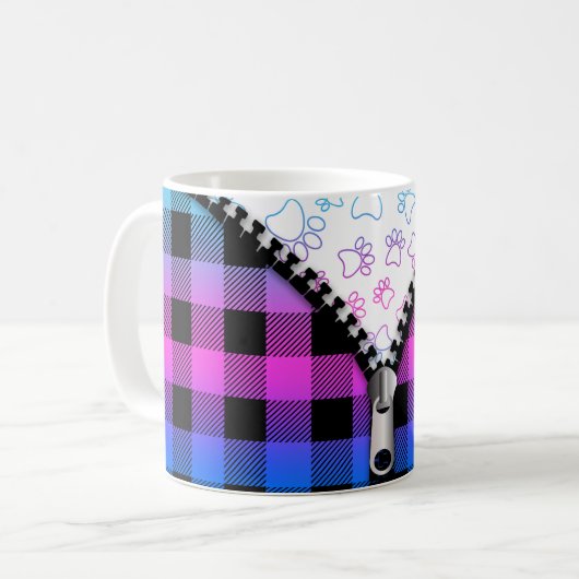 Buffalo Kariert Dog Paws Kaffeetasse (Vorderseite Links)