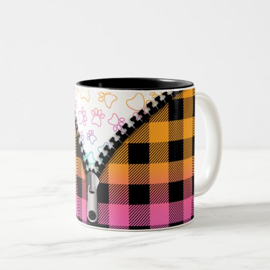 Buffalo Kariert Dog Paws Zweifarbige Tasse (VorderseiteRechts)