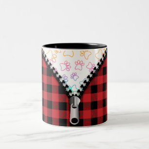 Buffalo Kariert Dog Paws Zweifarbige Tasse