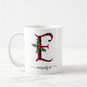 Buffalo Kariert E Monogram Weihnachtskaffee Tasse (Links)