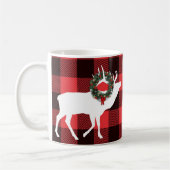 Buffalo Kariert Elch Silhouette Weihnachtskranz Kaffeetasse (Links)