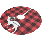 Buffalo Kariert Elk Silhouette Wreath Individuelle Polyester Weihnachtsbaumdecke (Schrägansicht)