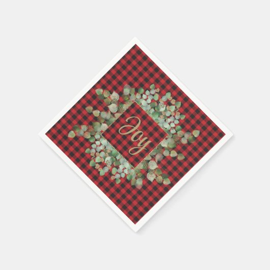 Buffalo Kariert Eucalyptus Christmas Jocktail Serviette (Ecke)